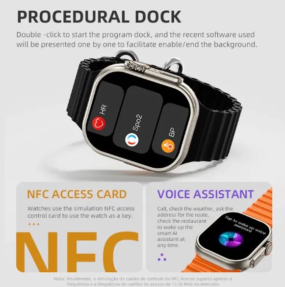 RELOGIO SMART WATH ULTRA 2 HW PRO 7 PULSEIRAS 49MM NFC CAPA CARREGADOR  - Foto 4
