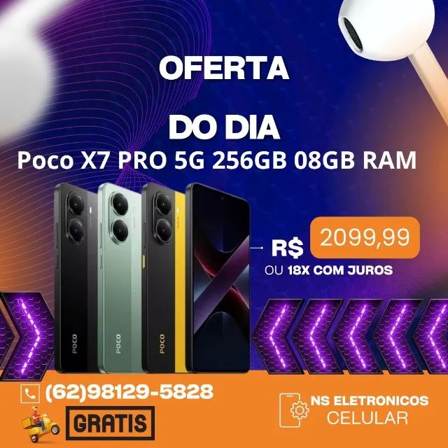 ***Celular Poco x7 Pro 5G 256/08 Lacrado Preto Amarelo Verde Global Entregamos***