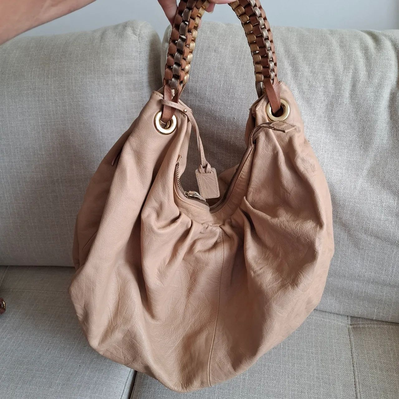 Bolsa de Ombro Bege couro Arezzo