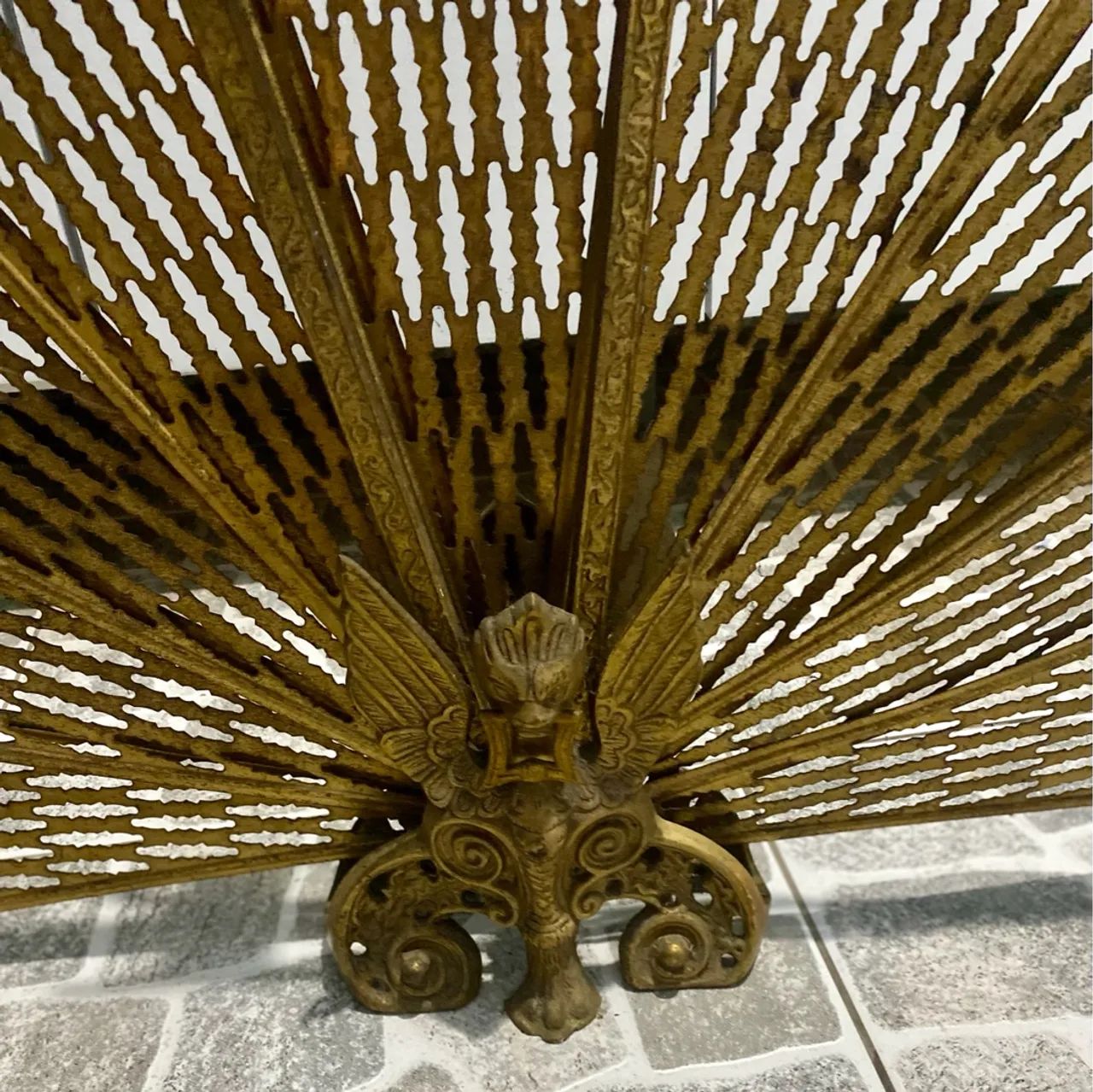 Antigo protetor de lareira em bronze - Foto 6