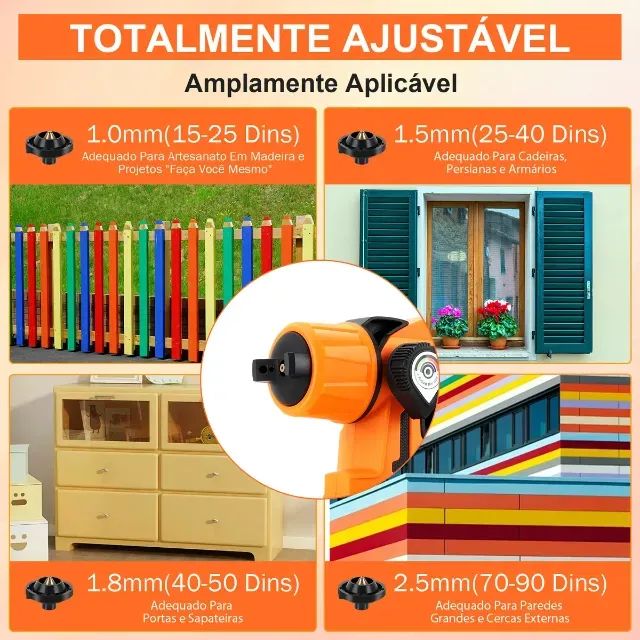 Pistola Pintura Pulverizar Portátil 1400ml Com Led Aitoolzo Laranja - Foto 3