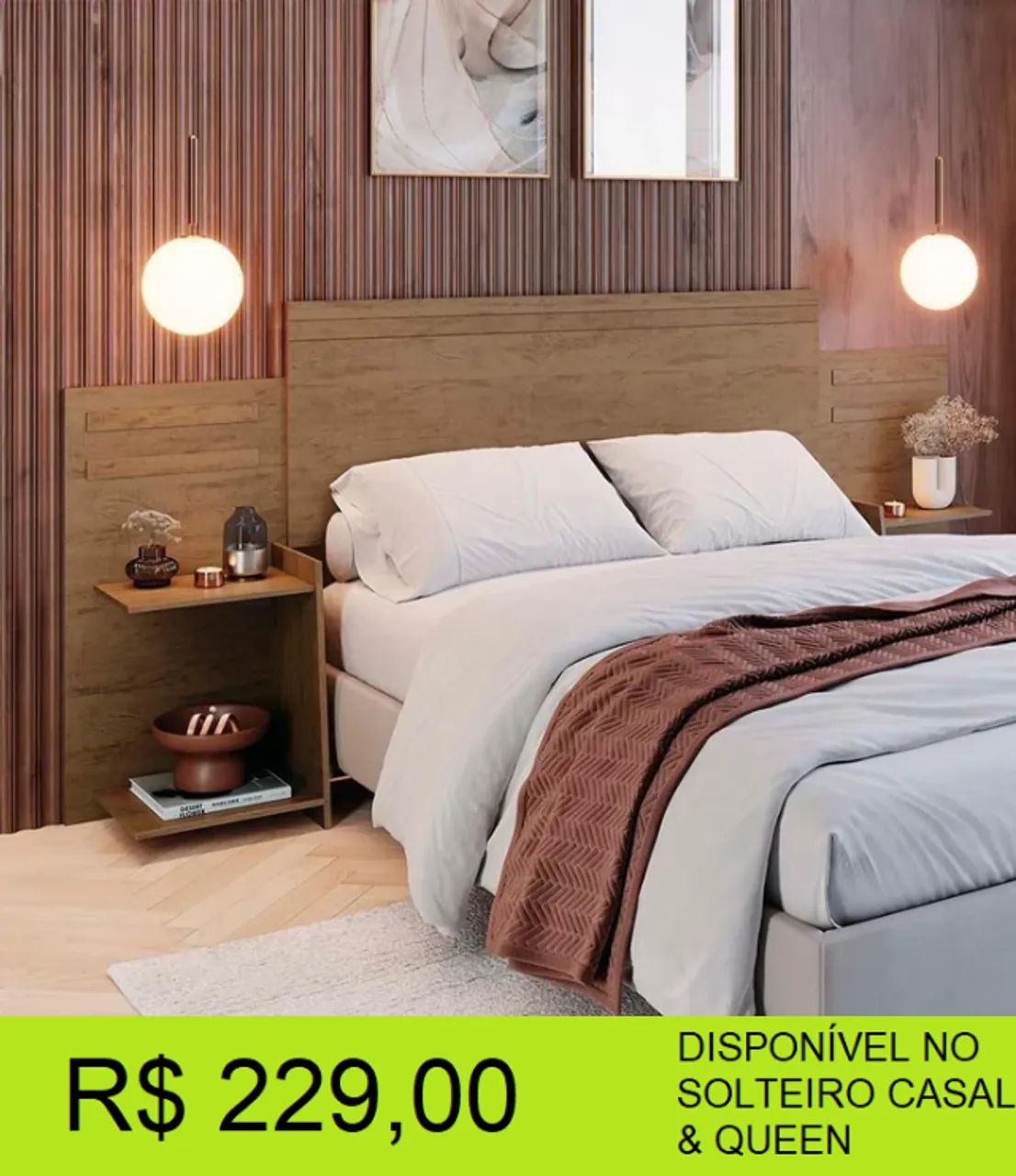Cabeceira multi medidas 100% MDF 4 Prateleiras extensas