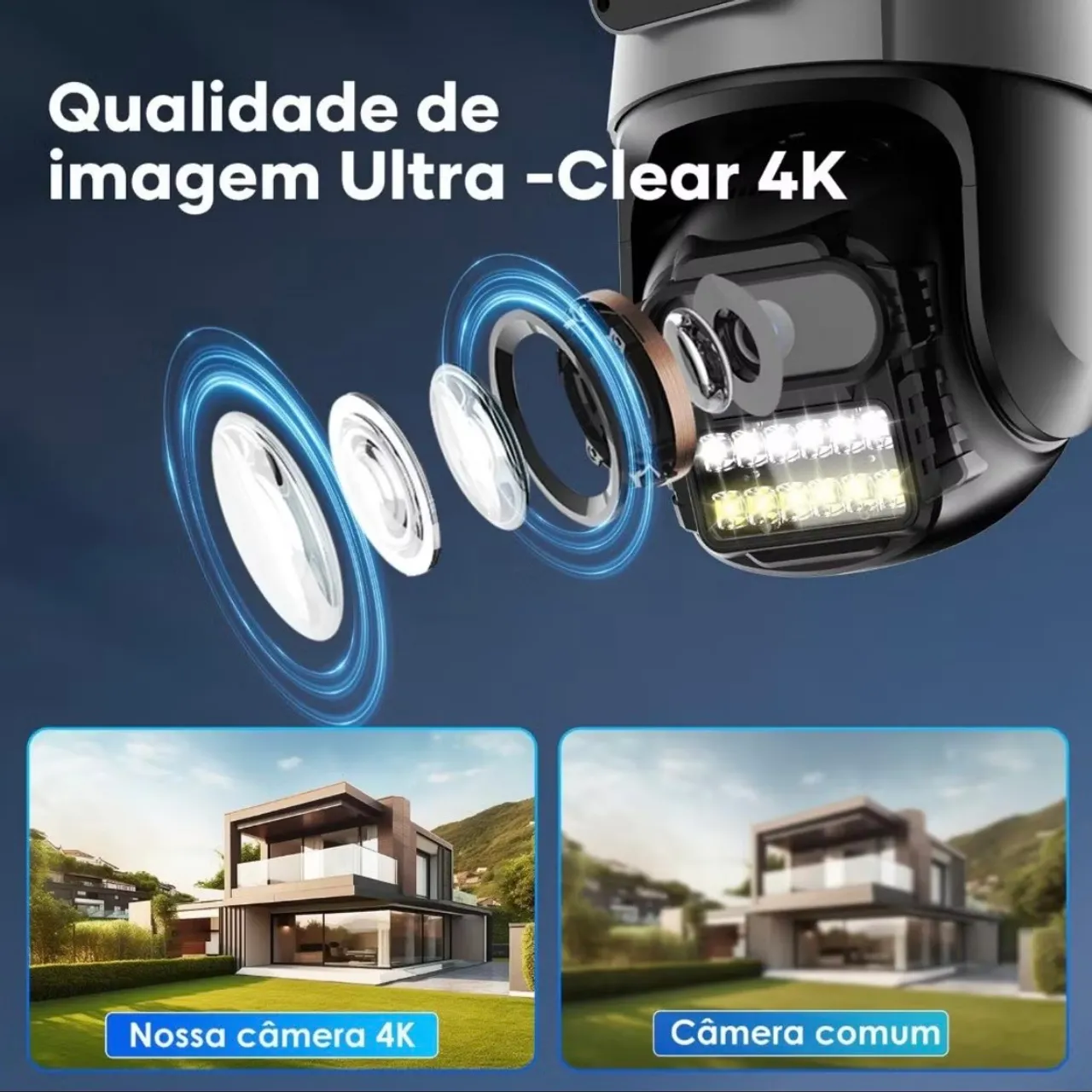Kit com duas câmeras dupla lente já instalada ?