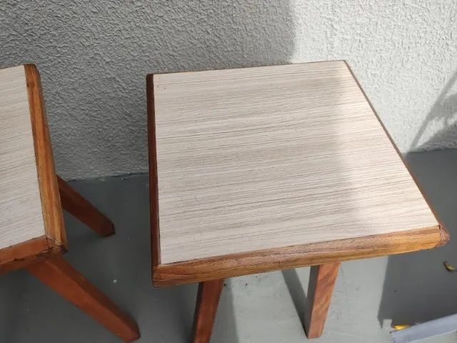 2 Banquetas Banco de Madeira Vintage Quadrada e Formicada - Foto 4