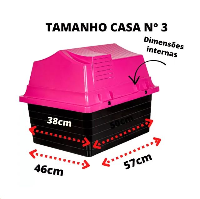 Casinha Pet N3 para Cães Cachorros Gatos de Plástico ROSA - Foto 2