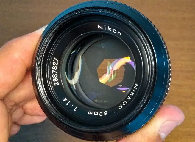 Camera Nikon F com Lente Micro-NIKKOR 55mm f/3.5 (com fungos) e NIKKOR 50mm f/1.4 Perfeita - Foto 4