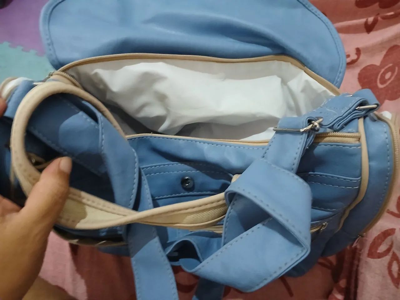 Bolsa maternidade azul Arte pura - Foto 3