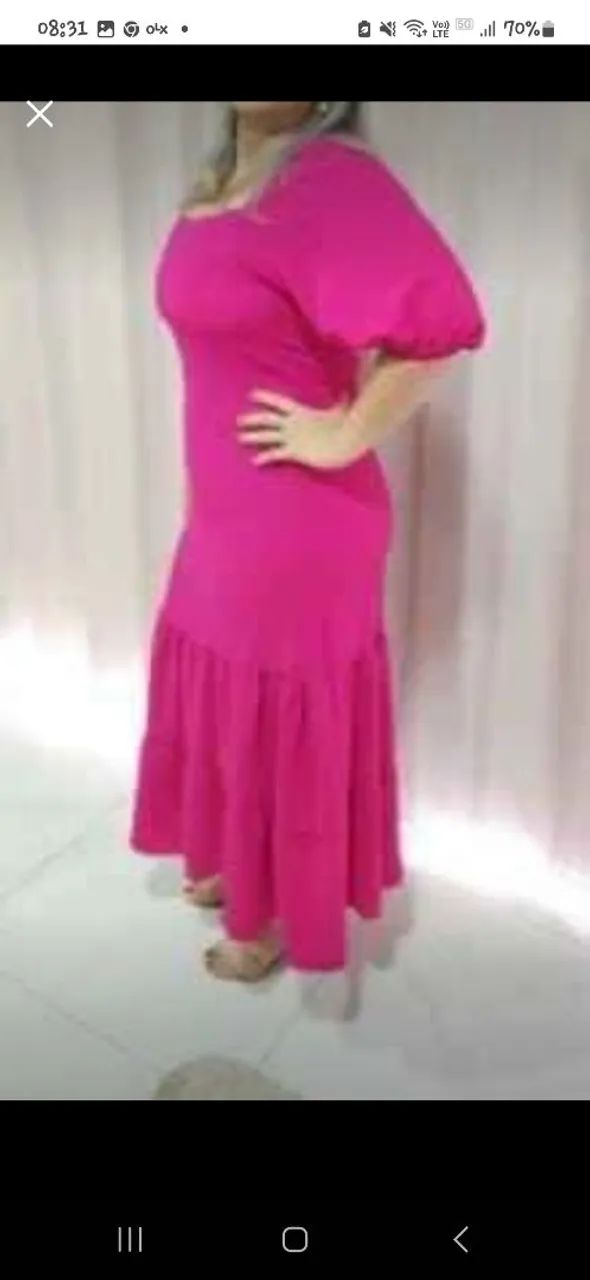 Vestido rosa com manga bufante - Foto 3