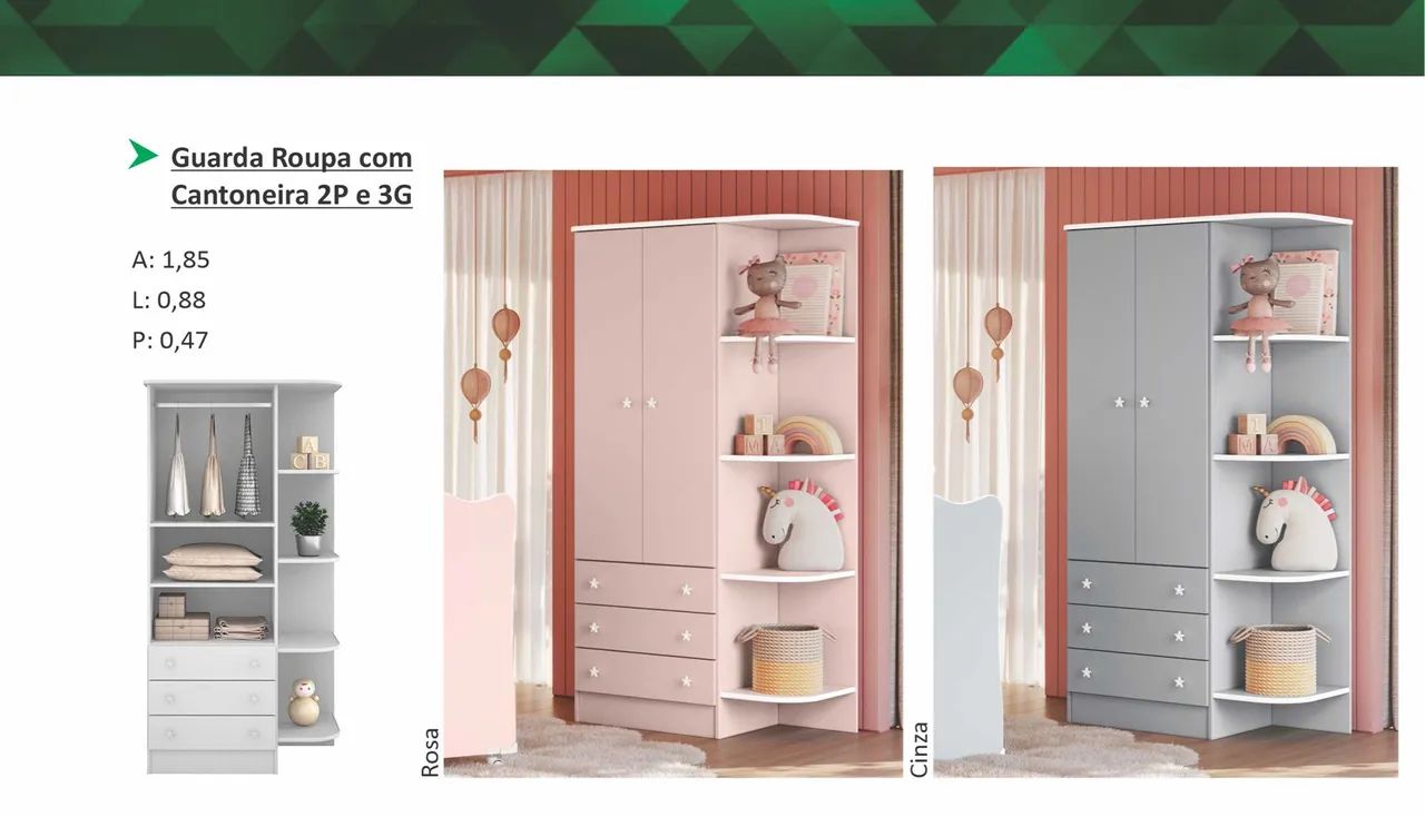 Guarda Roupa Infantil com prateleiras