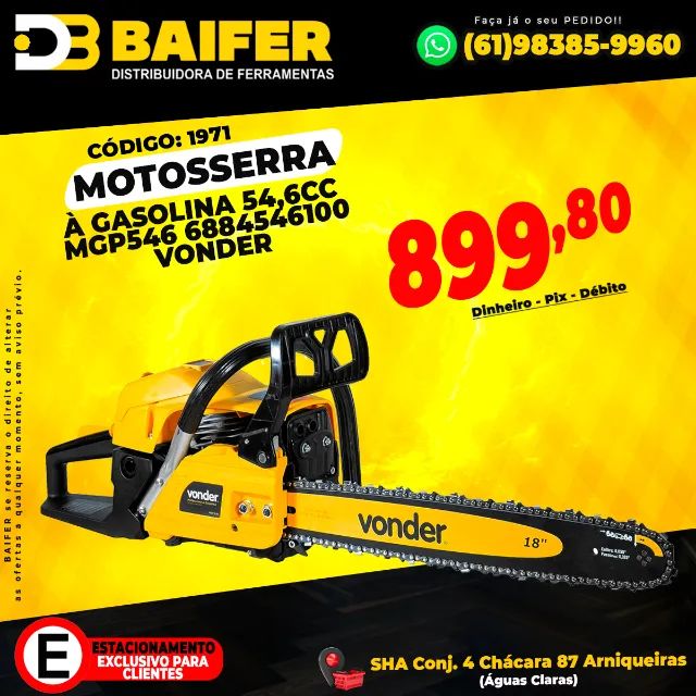 Motosserra à Gasolina 54,6cc MGP546  * Vonder
