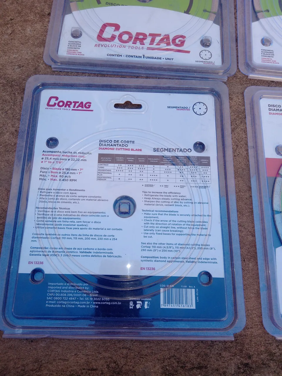 Disco de Corte Diamantado Cortag 180mm Segmentado