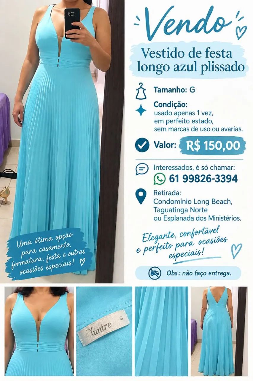 Vestido de Festa Azul - Foto 2