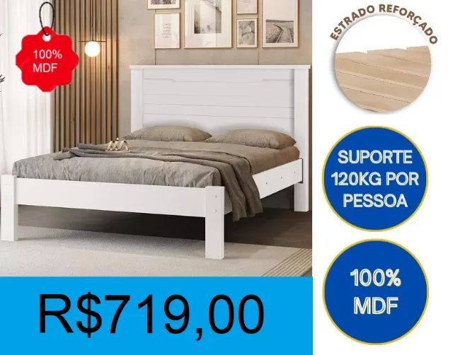 Cama casal 100% mdf de alta qualidade - a pronta entrega 