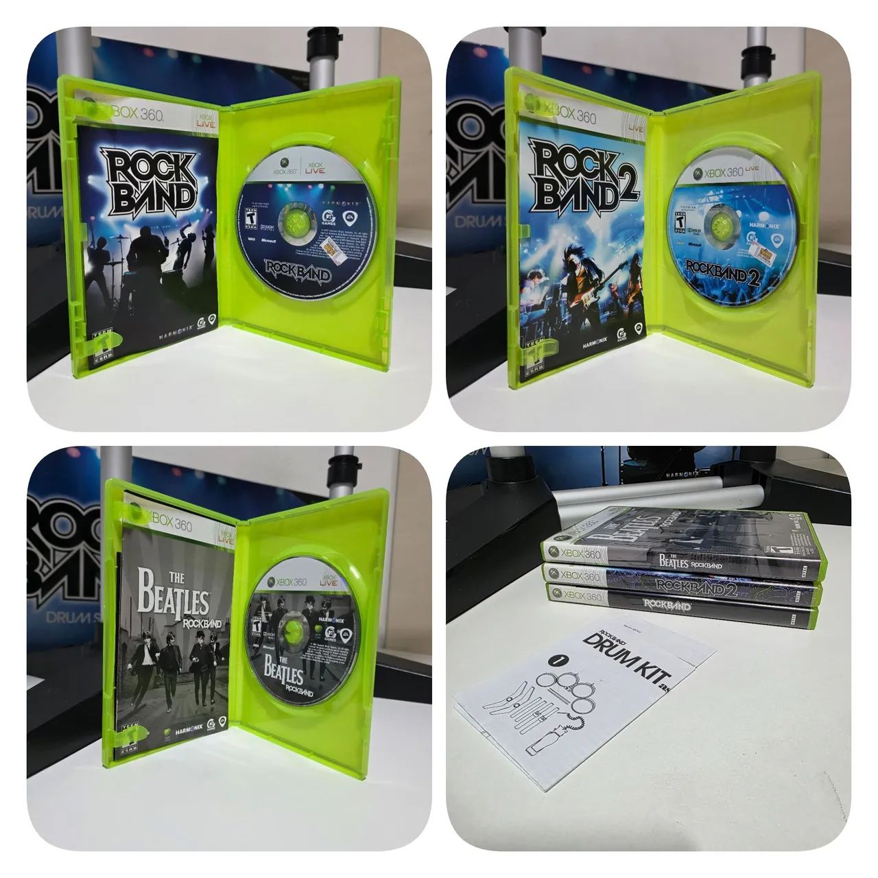 Rockband Xbox 360 Drum Set com 3 jogos Bateria  - Foto 5