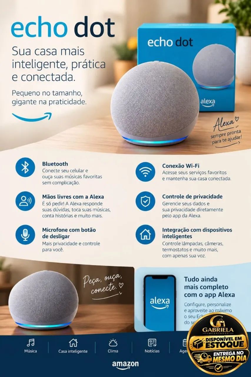 ALEXA ECHO DOT 5GEN BRANCA  - Foto 5