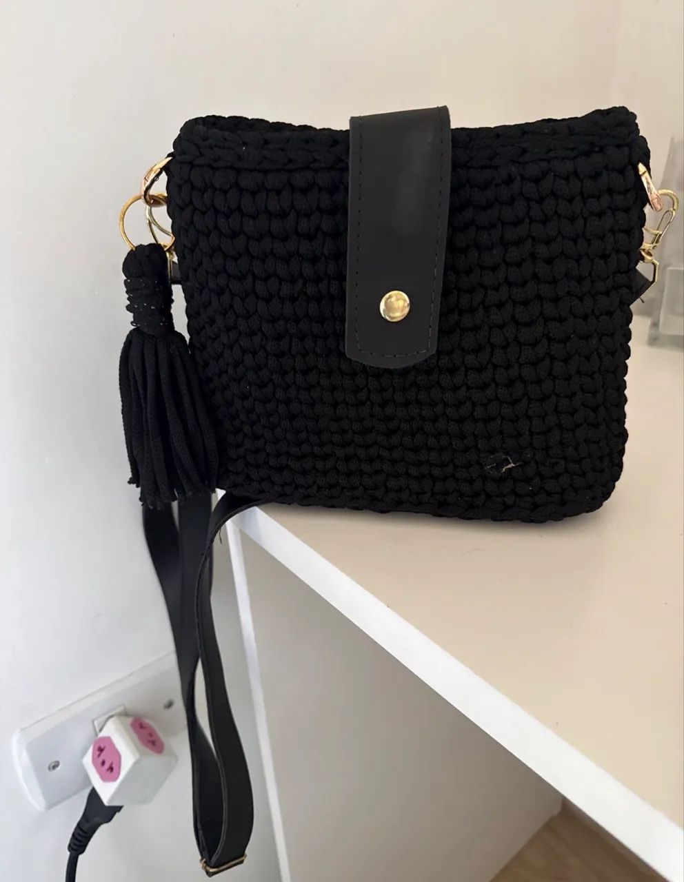 Bolsa de Crochê preta 