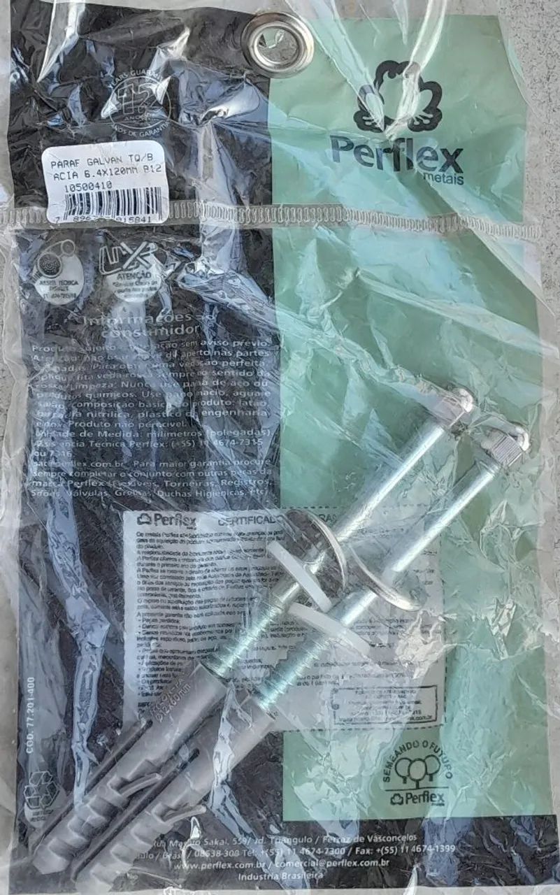 Parafuso galvanizado Tanque/Bacia 6.4 X 120 MM B12 (par) - Perflex 