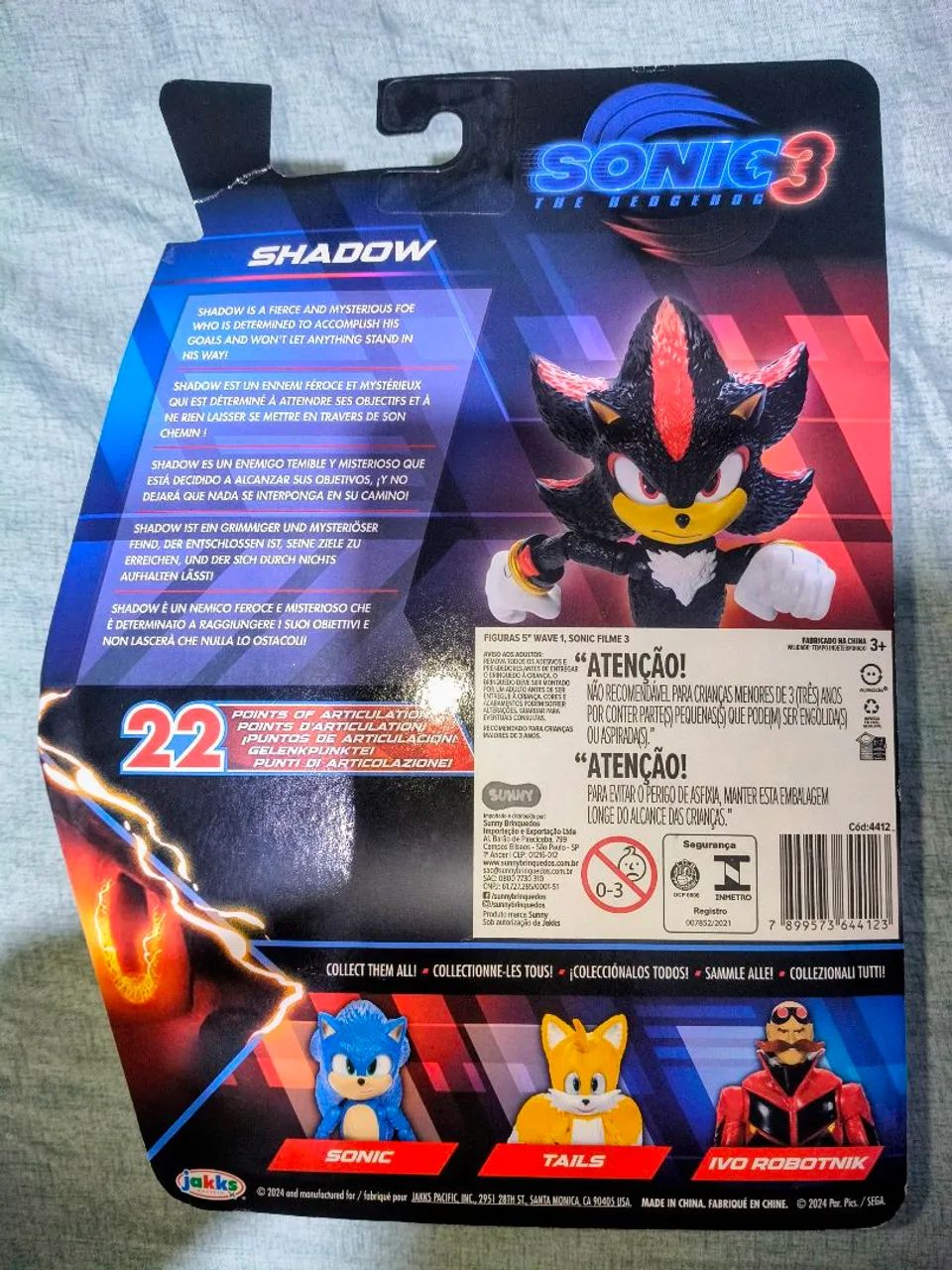Shadow Sonic 3 2025 Jakks Pacific Lacrado Original - Foto 4