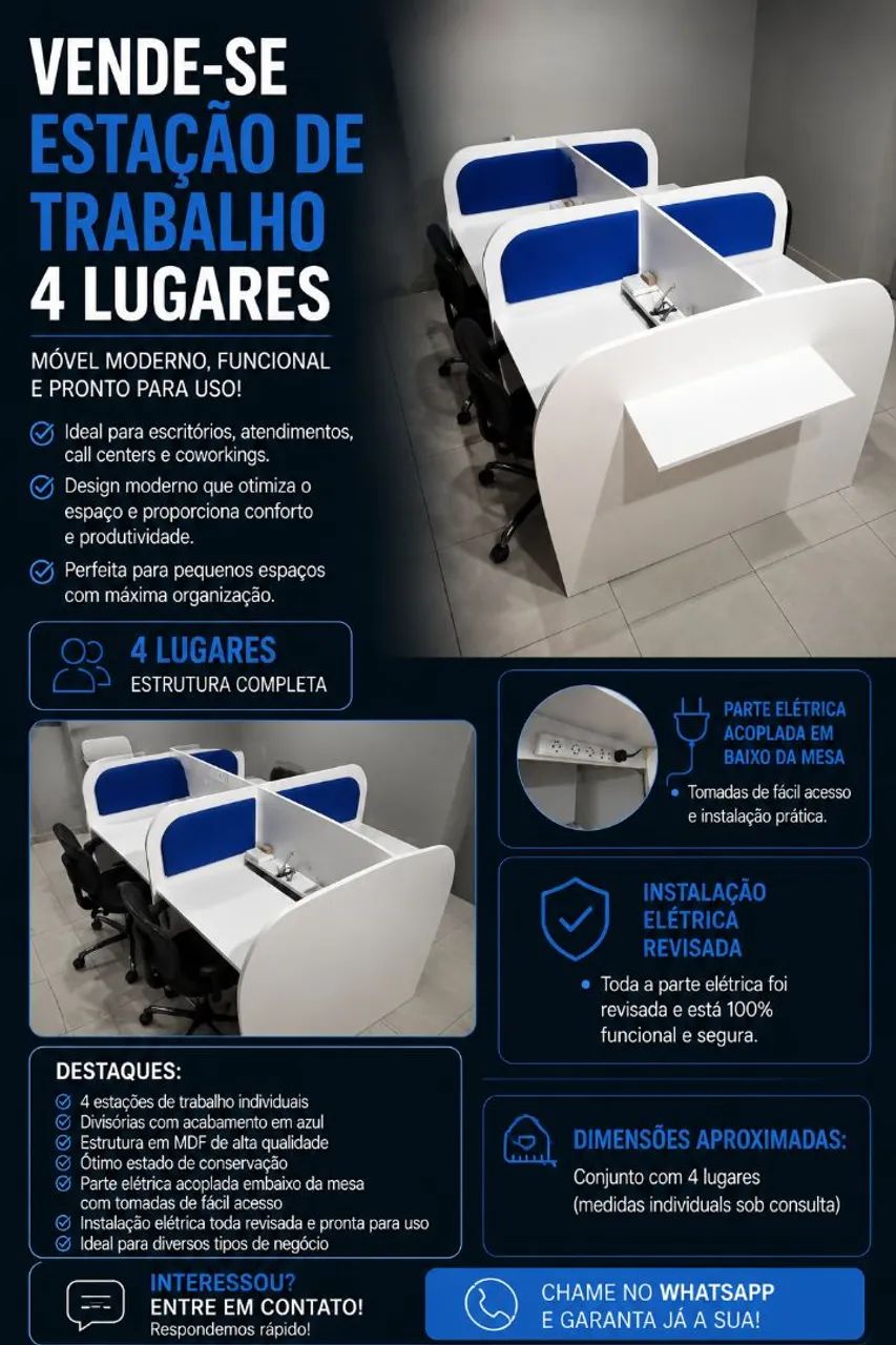 Mesa call center escritório 8 e 4 lugares  - Foto 2