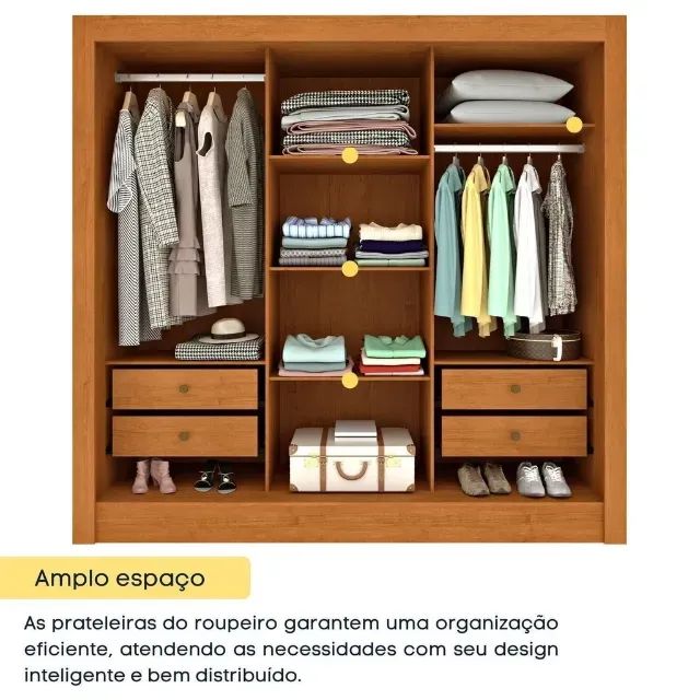 Guarda Roupa Paraty Com Espelho 3 Portas - Foto 2
