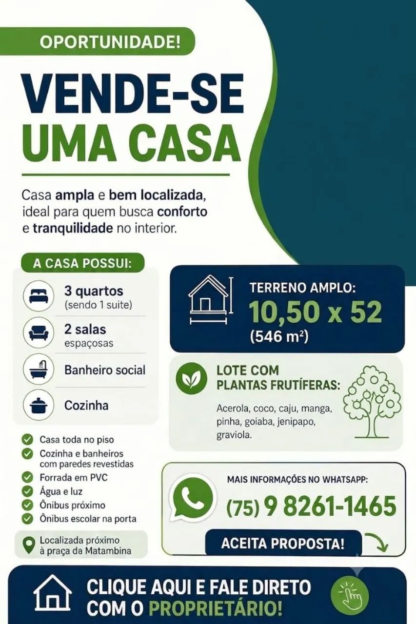 Vende-se uma casa 