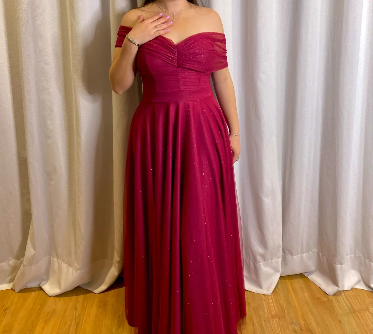 Vestido de Festa Rosa com Brilho - Foto 3