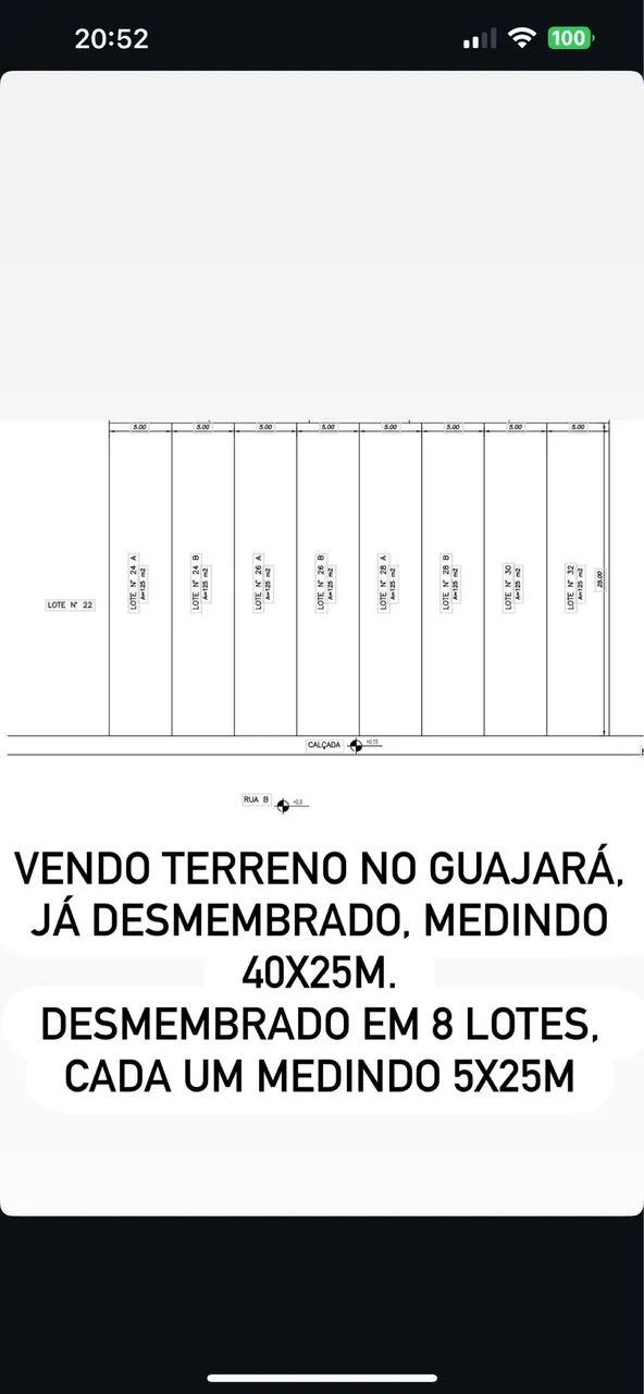 Terreno no Guajará 40x25m