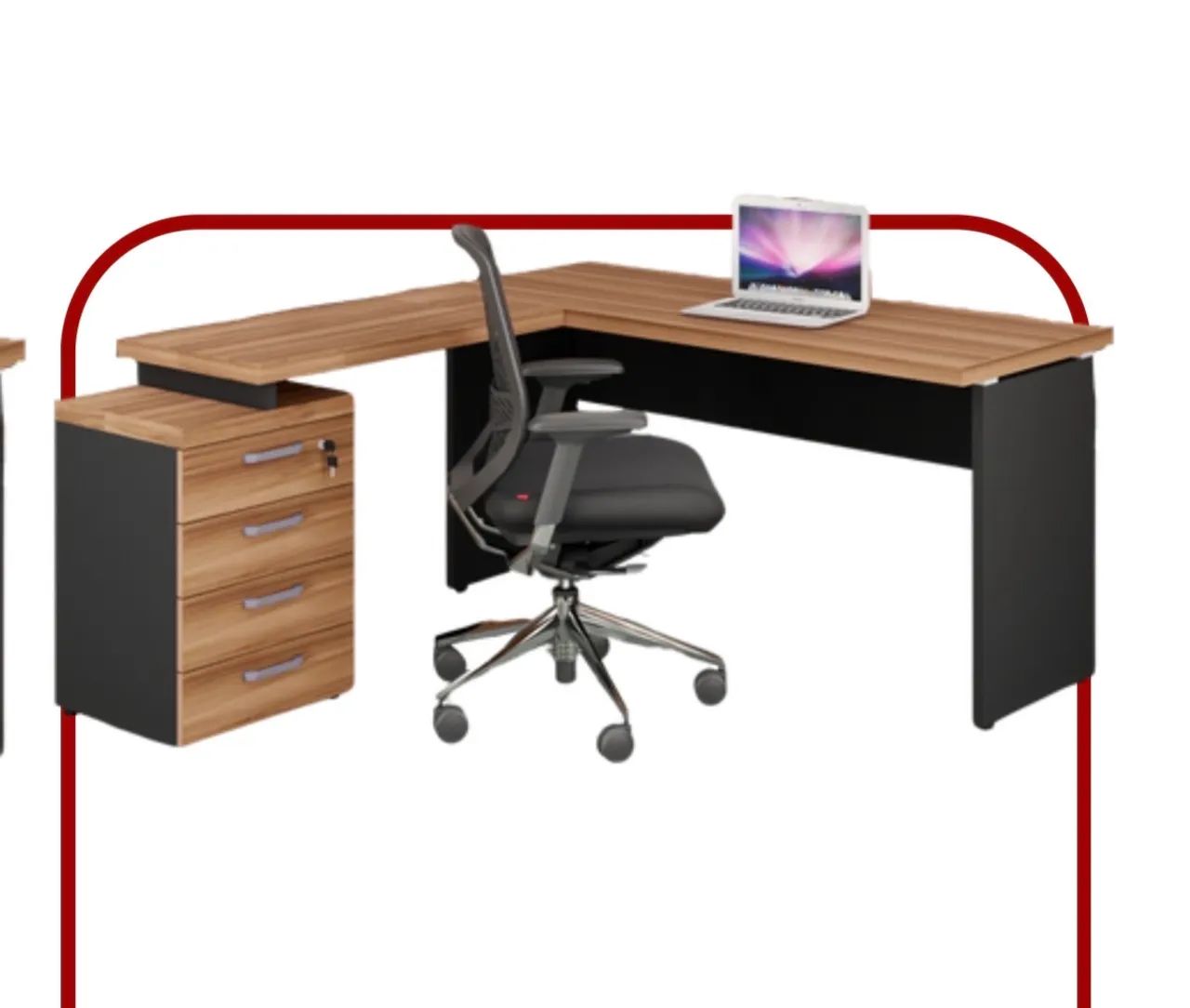 mesa em l com armário embutido 