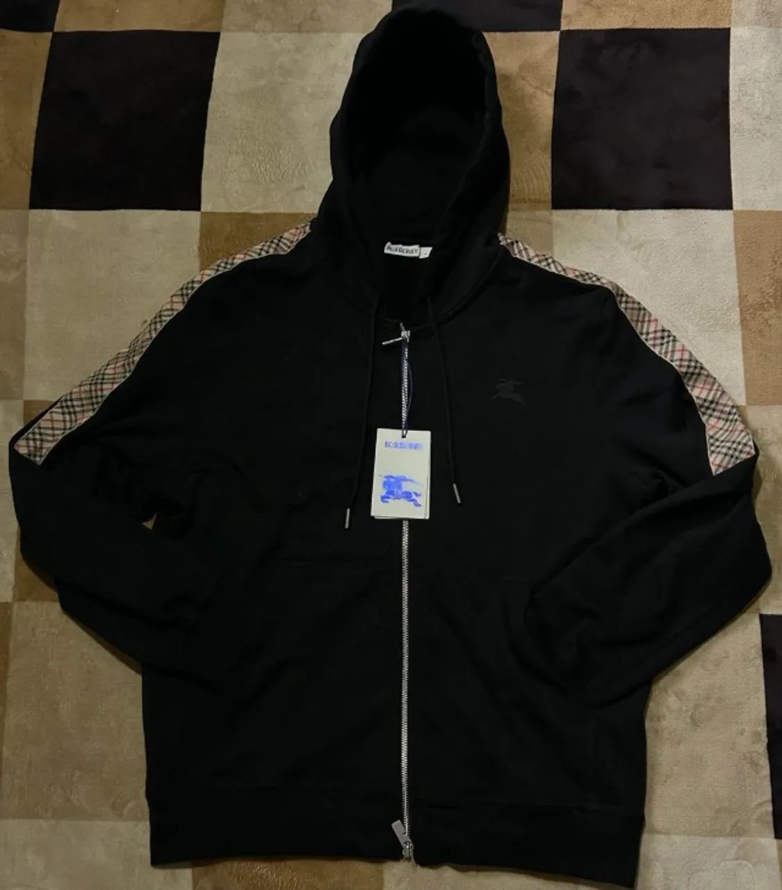 burberry moletom de algodão com acabamento xadrez