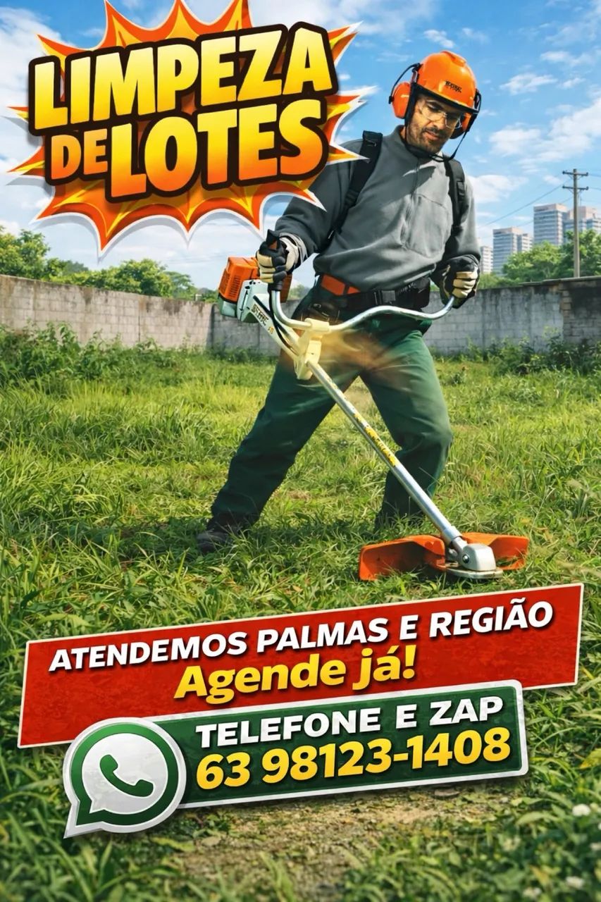 Limpeza de lotes com roçadeira 