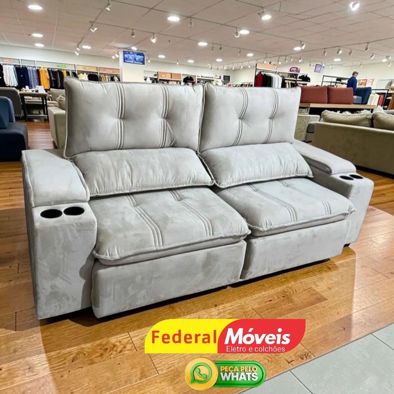 Sofá Retrátil Bege 2,25m Promoção - Renove sua Sala!!