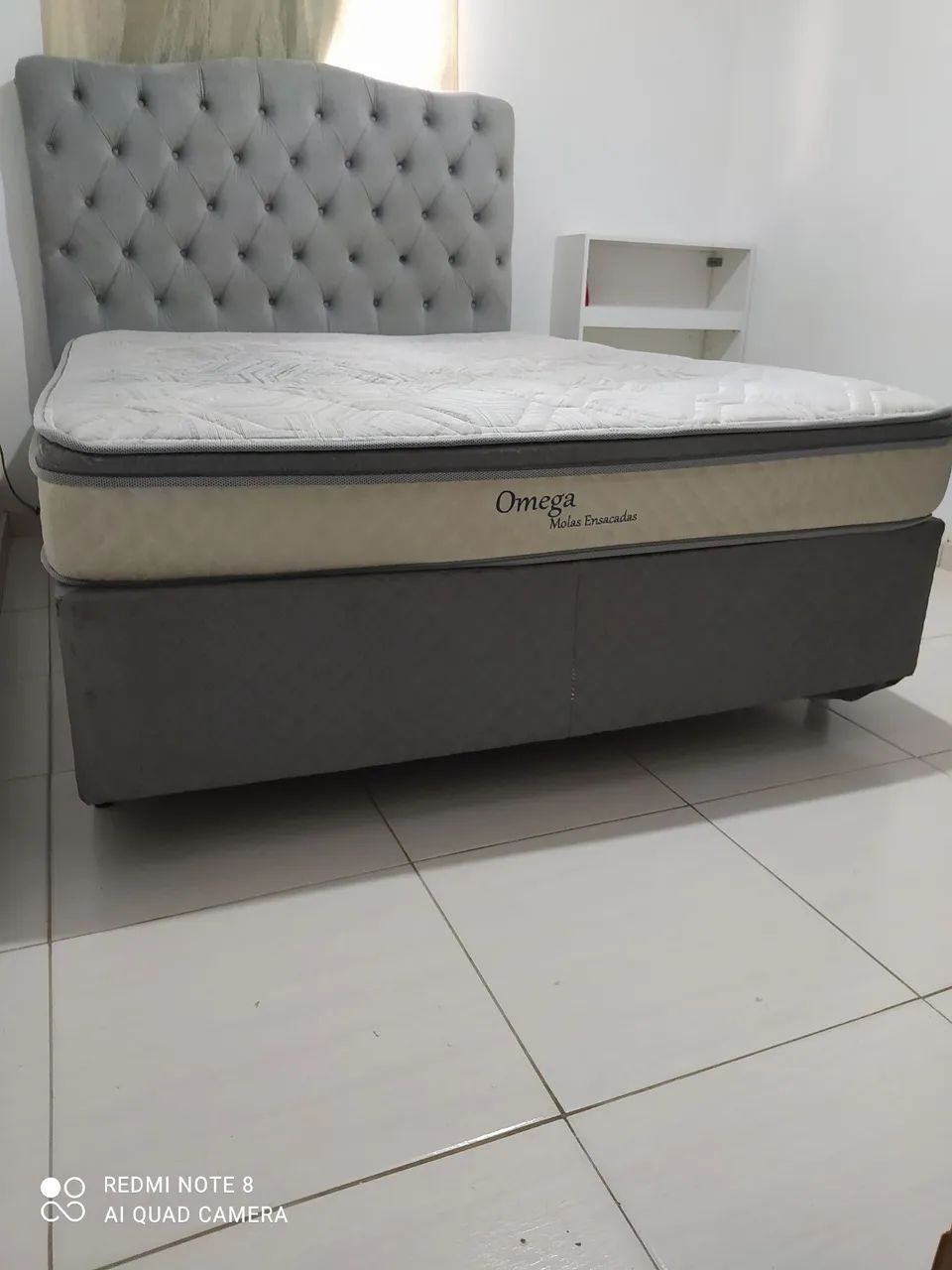 Cab. capitonê em suede + box + colchão  - Foto 2