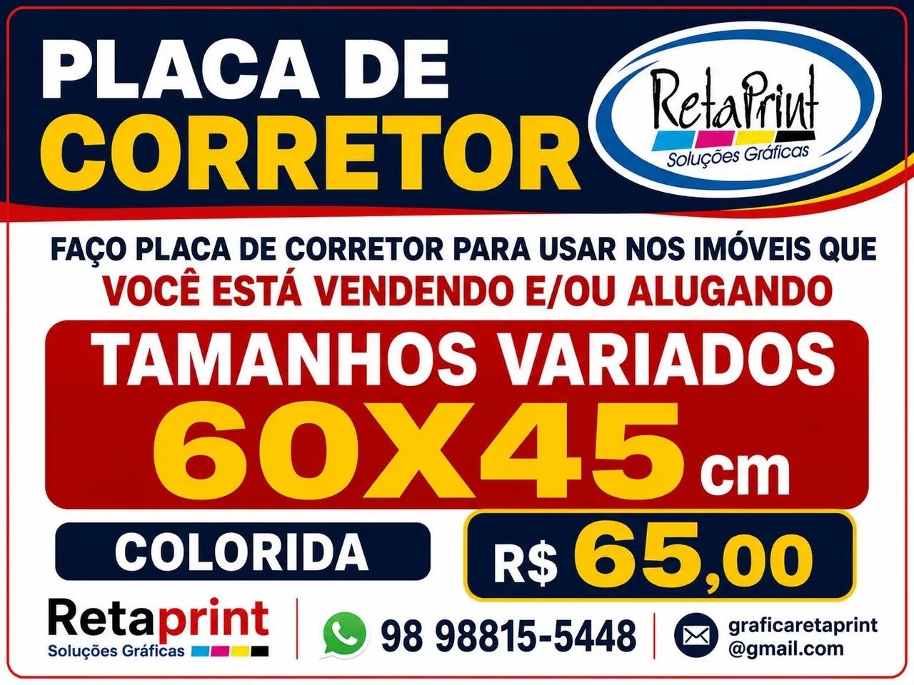 Placa para corretor de imóveis 