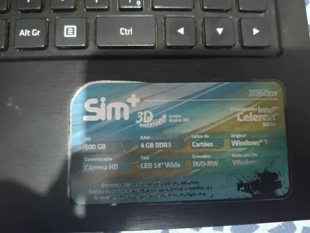 Notebook Sim+ 2060m | Intel Celeron B800 | 4 GB RAM | 14" | Funcionando - Foto 3