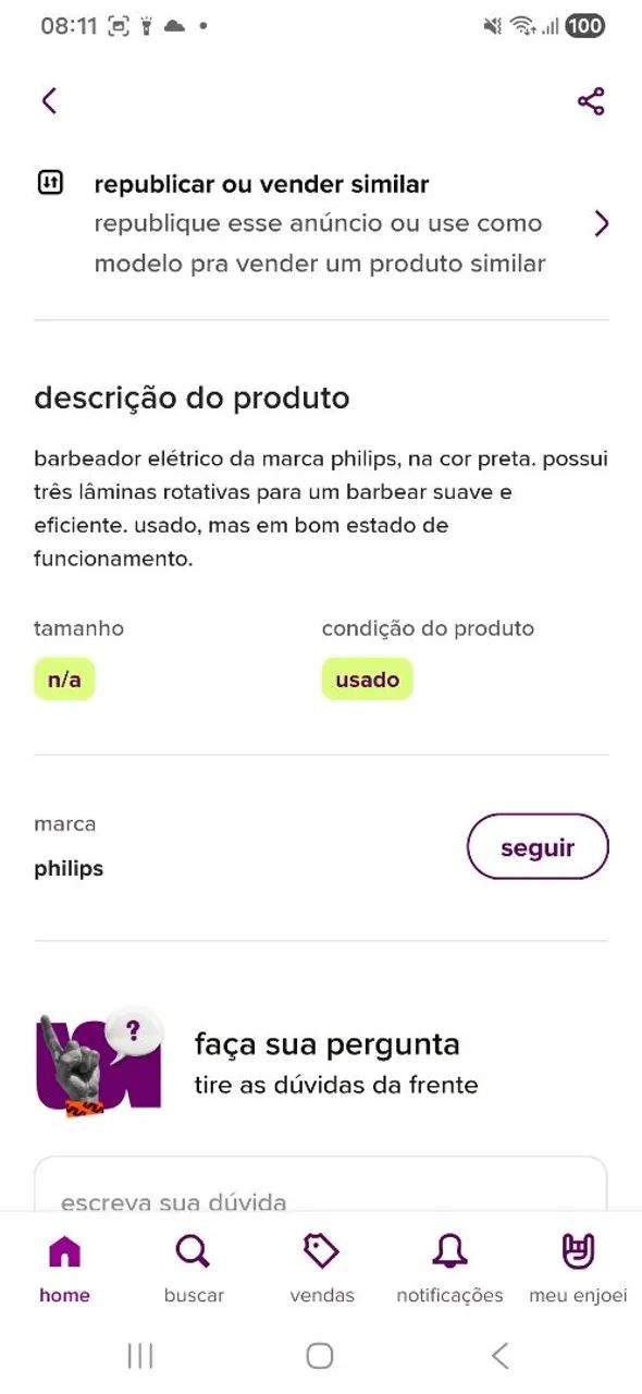 Barbeador elétrico Philips usado - Foto 5