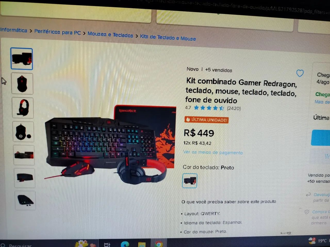 KIT GAMER REDRAGON ESSENTIALS  - Foto 5