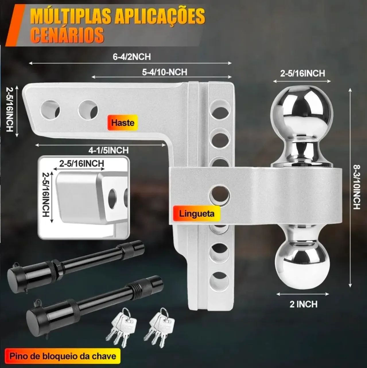 Kit ponteira de engate regulável com duas bolas - Foto 4