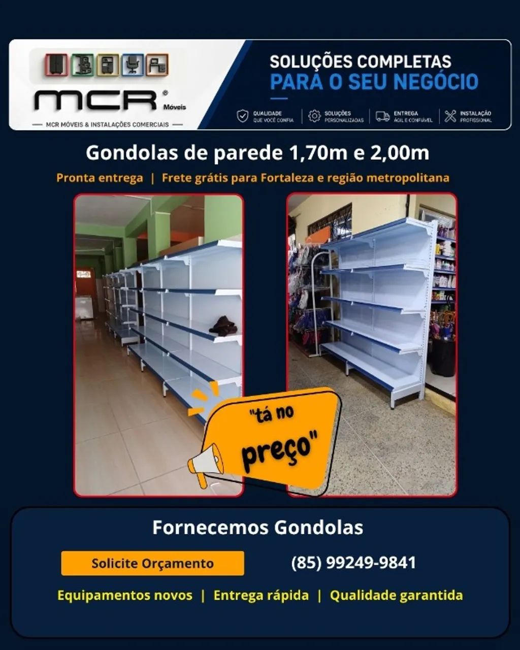 Somos fornecedores de gôndolas comerciais nas versões de parede, centrais e de ponta