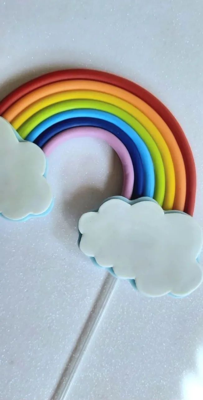 Topo de Bolo Tema Arco Iris - Foto 4
