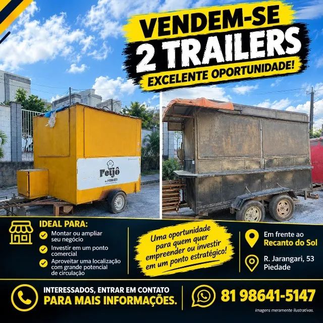 Vende-se 2 traillers completos + ponto comercial para negócio