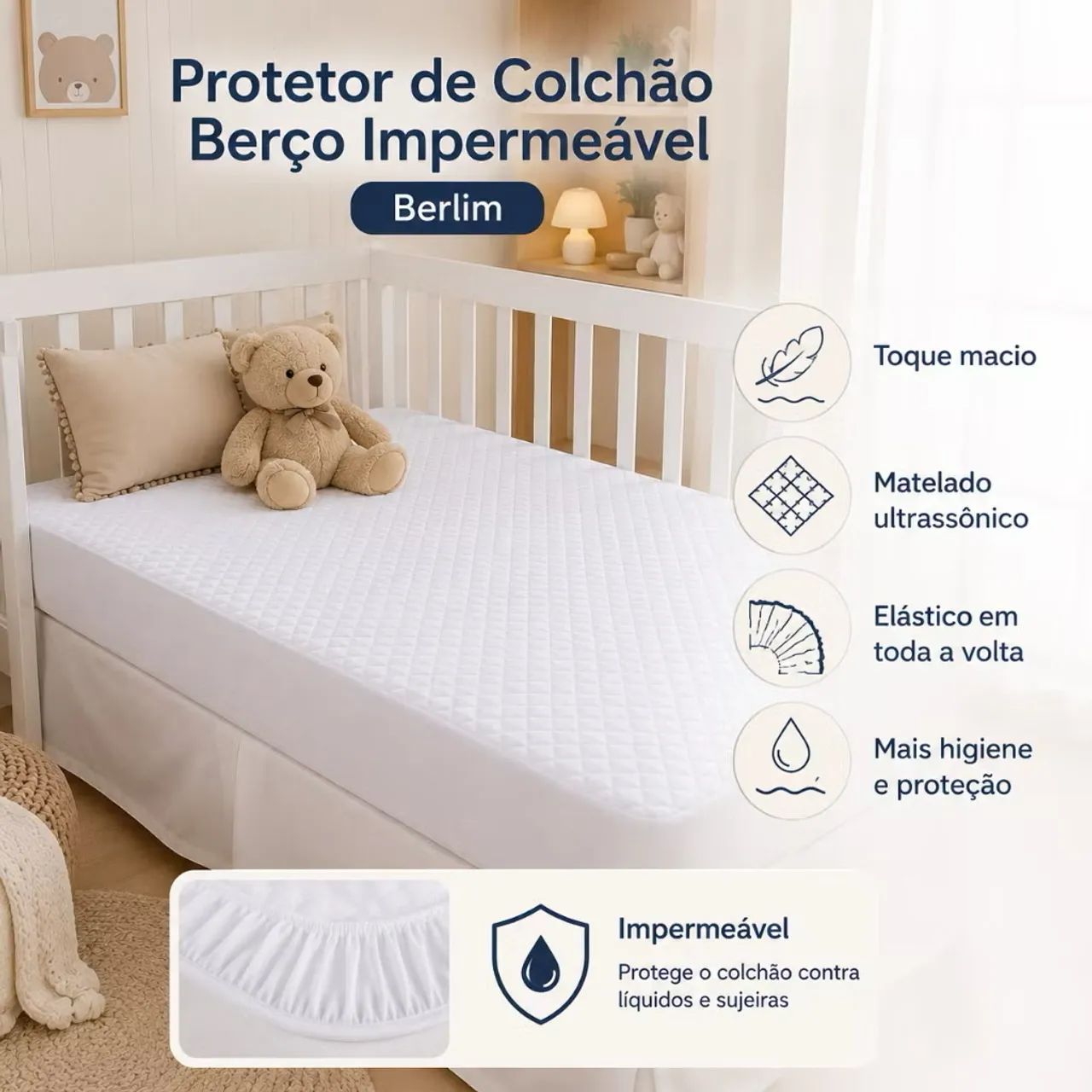 Protetor colchão de berço impermeável 