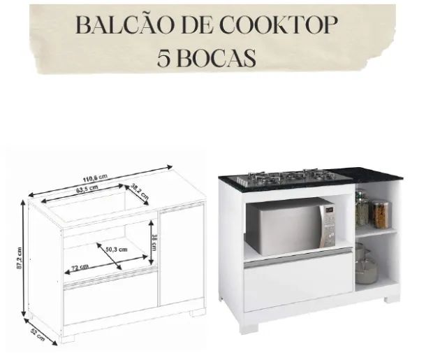Balcão de Cooktop 5 Bocas - Organização, Segurança e Design Moderno - Foto 2