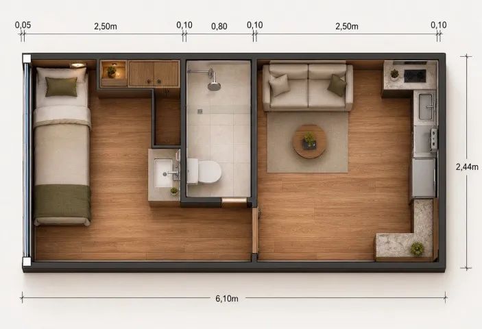 CONTAINER HABITACIONAL 20 PÉS (6x2,40m) - Foto 4