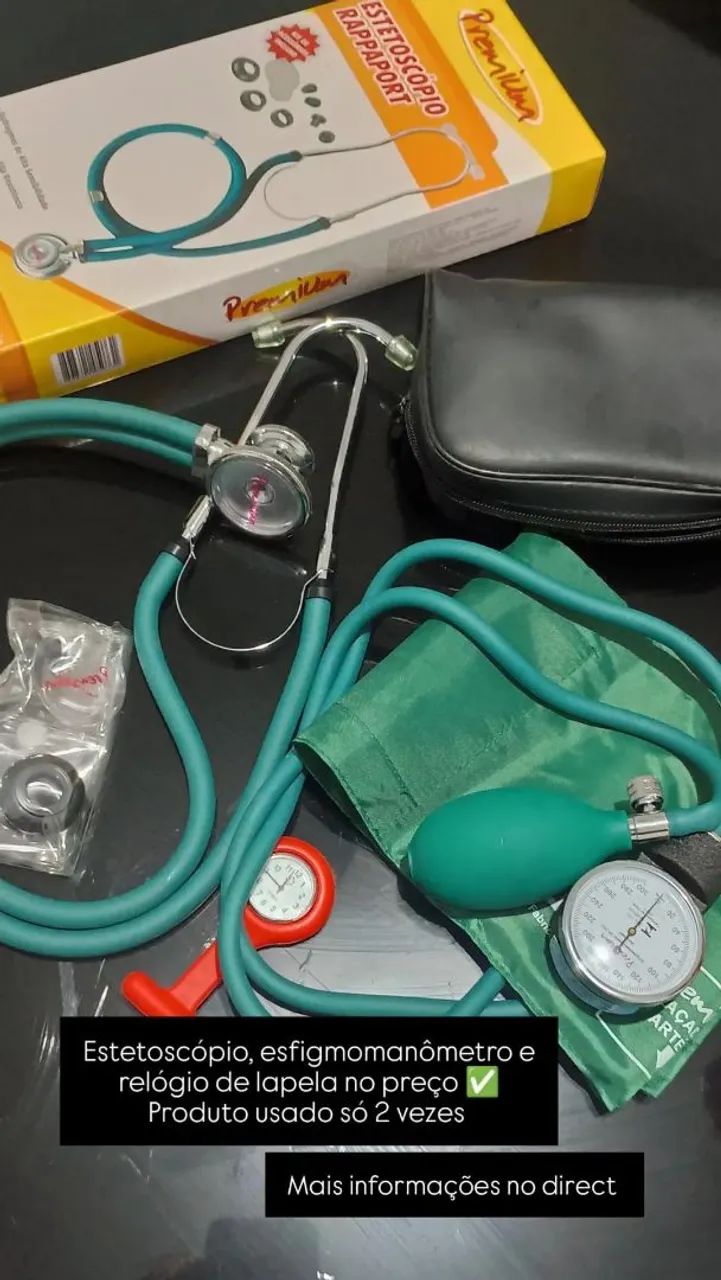 Estetoscópio e esfigmomanômetro 