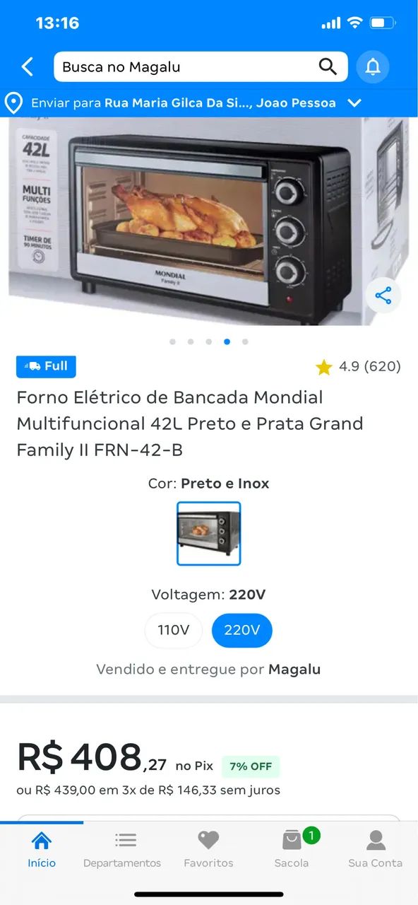Forno elétrico de bancada