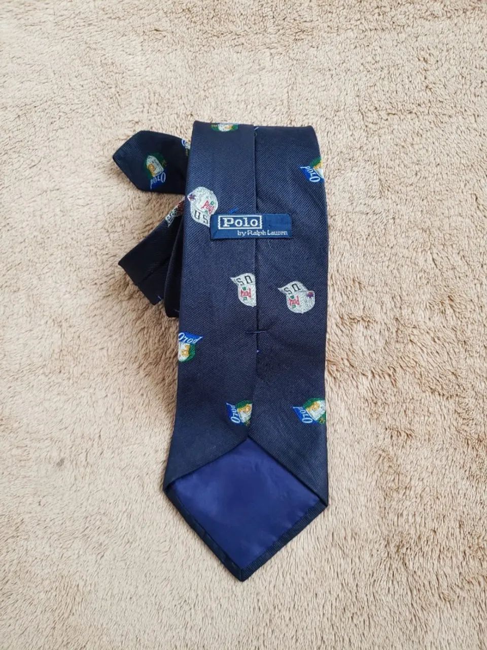 Gravata Ralph Lauren Polo Bear Original 100% Seda Importada Estado de Nova Desapego  - Foto 3