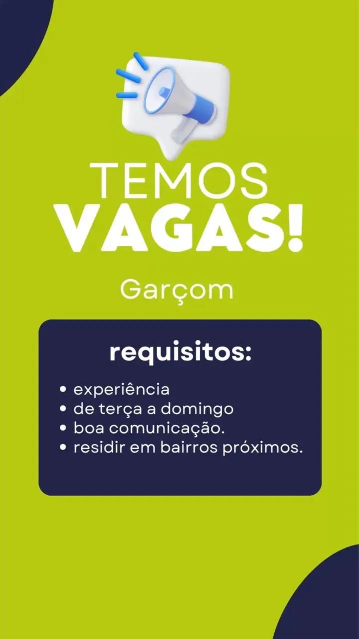 Vaga para GARÇOM 