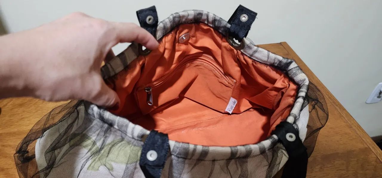 Linda bolsa de tecido com tule  - Foto 3