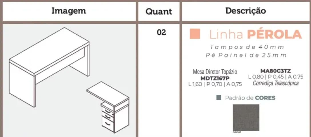 Mesa diretor tópazio com gaveteiro - Foto 2