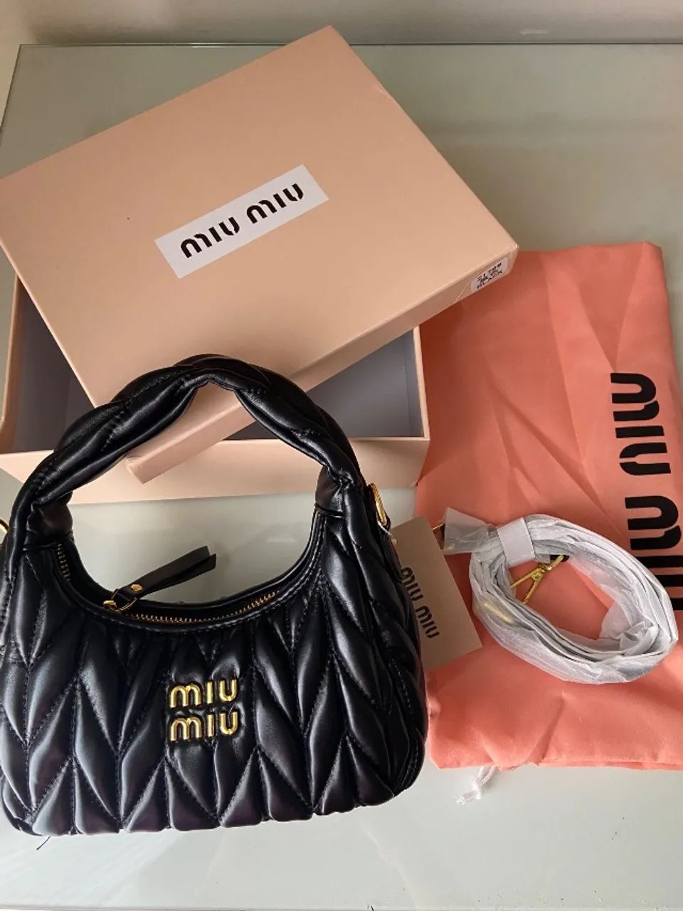 Bolsa Miu Miu Wander Napa Matelassê Preta - Foto 3